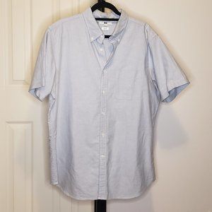Men's Blue Oxford Slim-Fit Short Sleeve Shirt